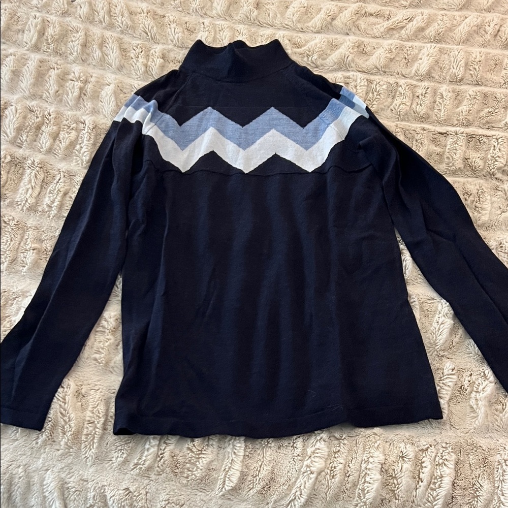 Chevron Patterned Navy Blue Women's Top
